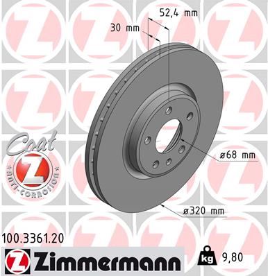 ZIMMERMANN 100.3361.20 Ön Fren Aynasi A4-A5-A6-A7-Q5 320x30x28xhavali 0986479c49-Df6148