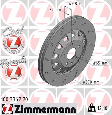 ZIMMERMANN 100.3367.70 Fren Diski Ön Audi Tt 2006/2014 Sol/Sağ