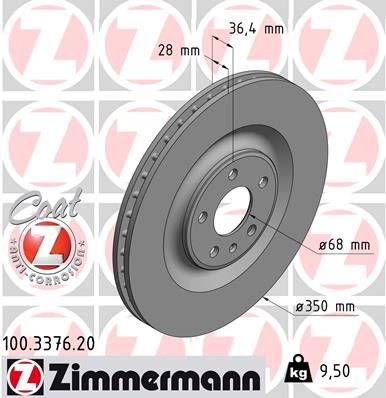 ZIMMERMANN 100.3376.20 Fren Diski Arka Kaplamali Havali Touareg-A6-A7-A8-Q8-E Tron 986479e41-Df6750s
