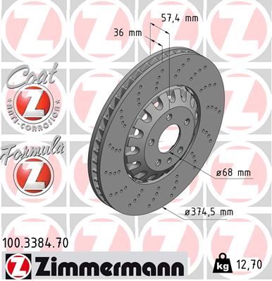 ZIMMERMANN 100.3384.70 Fren Disk