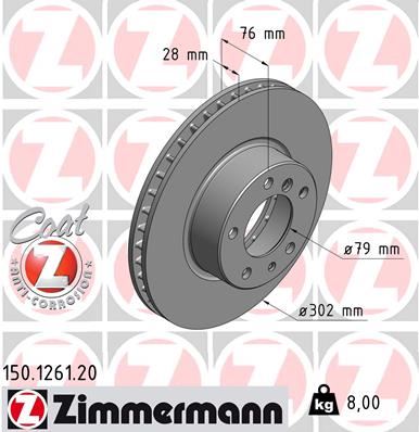 ZIMMERMANN 150.1261.20 Fren Diski On Bmw E34 E32