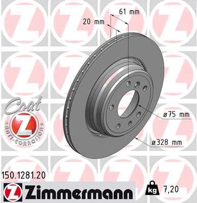 ZIMMERMANN 150.1281.20 Fren Diski Arka Bmw E38 94>01 E31 92>96