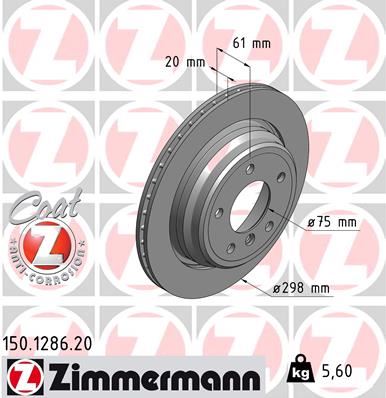 ZIMMERMANN 150.1286.20 Fren Diski Arka Bmw E39