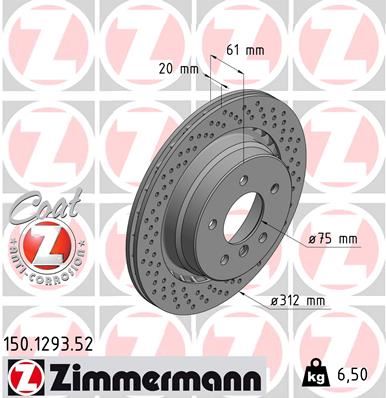 ZIMMERMANN 150.1293.52 Fren Diski Arka Sag Bmw M3 E36 Delikli