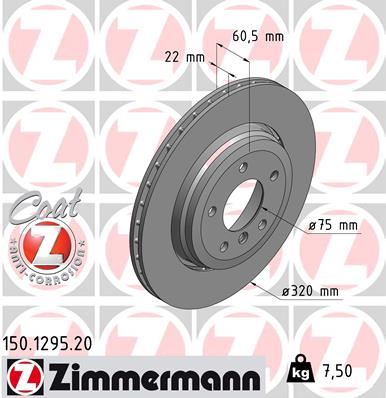 ZIMMERMANN 150.1295.20 Fren Diski Arka Bmw E46 Z4 E85 E86 Havali Kaplamali