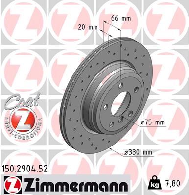 ZIMMERMANN 150.2904.52 Fren Diski Arka Bmw F30 F31 F34 F35 F32 F33 F36 Delikli