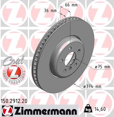 ZIMMERMANN 150.2912.20 Fren Diski On Sol Bmw F07 F10 F11 F06 F12 F13 F01 F02 F04 0986479e28-Df6613s