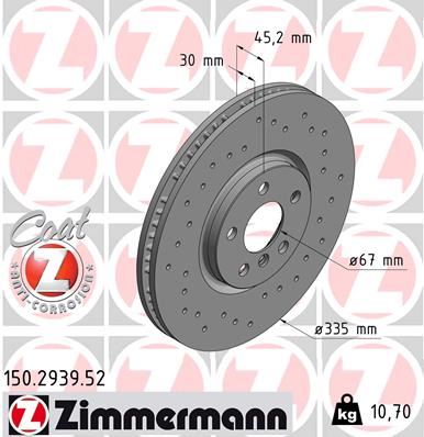 ZIMMERMANN 150.2939.52 Fren Disk Delikli Df6845s