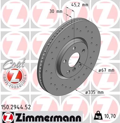 ZIMMERMANN 150.2944.52 Fren Disk Delikli