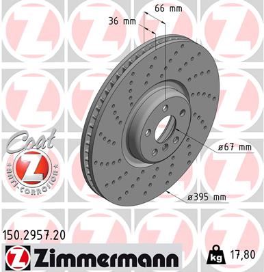 ZIMMERMANN 150.2957.20 Fren Diski On Sol Bmw G30 G31 G32 G11 G12 G14 G15 G16 G05 G06 Delikli M Performance
