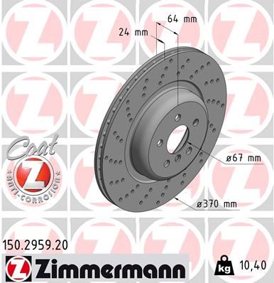 ZIMMERMANN 150.2959.20 Fren Diski Arka Sol Bmw G30 G31 G32 G11 G12 Delikli M Performance