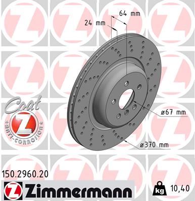 ZIMMERMANN 150.2960.20 Fren Diski Arka Sag Bmw G30 G31 G32 G11 G12 Delikli M Performance
