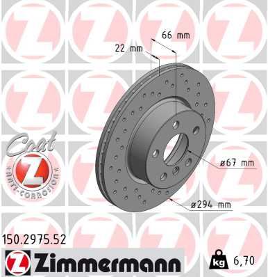 ZIMMERMANN 150.2975.52 Fren Disk Delikli