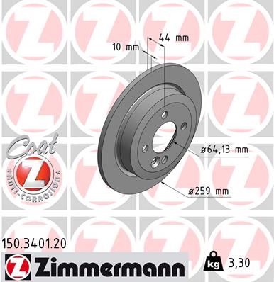 ZIMMERMANN 150.3401.20 Fren Diski Arka Mini R50 R52 R53 R55 R56 R58 R59