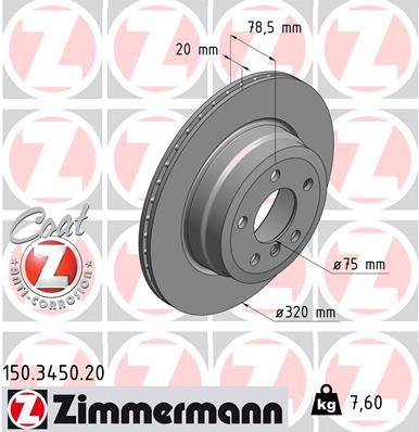 ZIMMERMANN 150.3450.20 Fren Diski Arka Bmw E70 F15 E71 F16