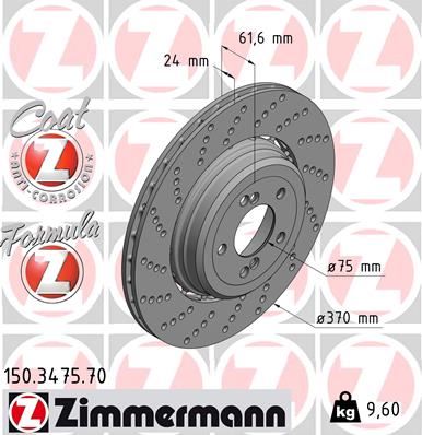 ZIMMERMANN 150.3475.70 Fren Diski Arka Sol Bmw M5 E60 M6 E64