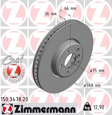 ZIMMERMANN 150.3478.20 Fren Diski On Sol Bmw F07 F10 F11 F06 F12 F13 F01 F02