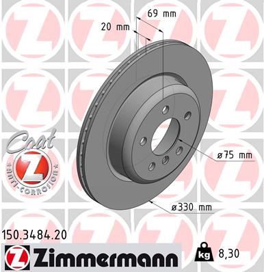 ZIMMERMANN 150.3484.20 Fren Diski Arka Bmw F10 F11 F18