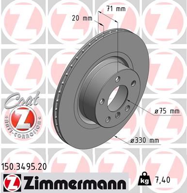 ZIMMERMANN 150.3495.20 Fren Diski Arka Bmw F25 F26