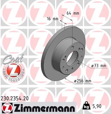 ZIMMERMANN 230.2354.20 Ön Fren Aynasi Peugeot J5 86>94 Citroen C25 81>94 Fiat Ducato 82>90 Dolu 256x73x5dl
