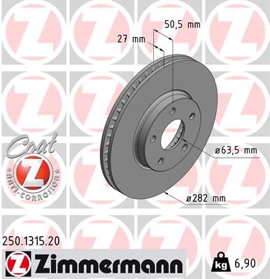 ZIMMERMANN 250.1315.20 On Fren Disk Ayna Focus Iv 17>
