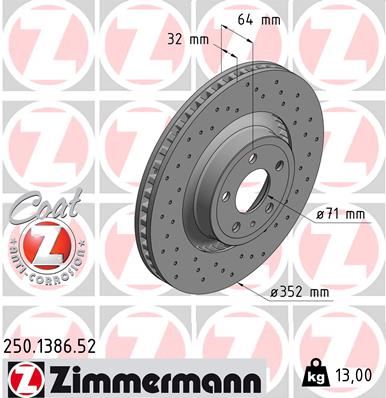 ZIMMERMANN 250.1386.52 Fren Disk Delikli
