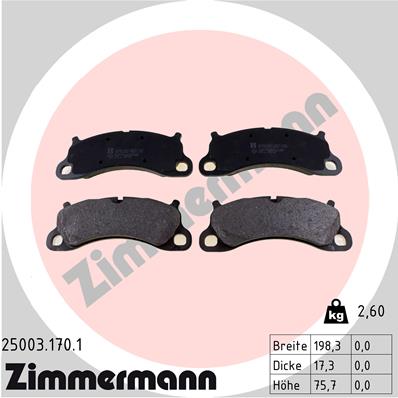 ZIMMERMANN 25003.170.1 Ön Balata Porsche 911 Carrera 3.8 S 4s Gts 12 > 986494806-Gdb2057