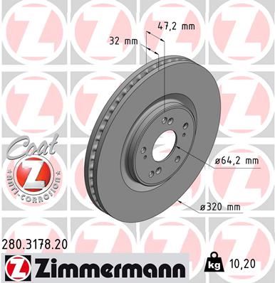 ZIMMERMANN 280.3178.20 Fren Diski Ön Accord Viii 2008 > 0986479743-Df6437