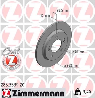 ZIMMERMANN 285.3539.20 Fren Disk