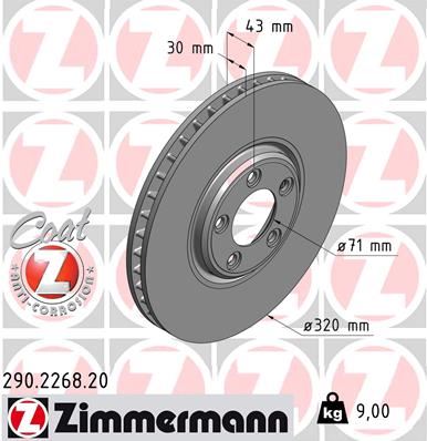 ZIMMERMANN 290.2268.20 Fren Diski On Jaguar S-Type Ii X200 Xj X350 X358