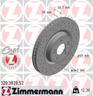 ZIMMERMANN 320.3820.52 Fren Disk Delikli