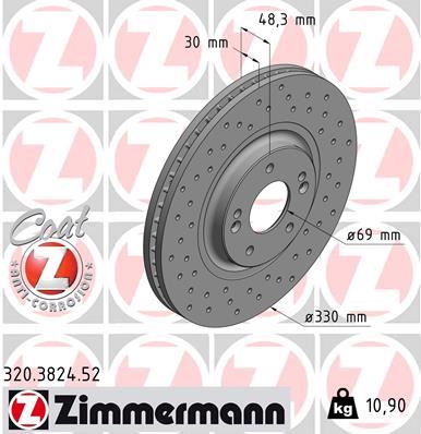 ZIMMERMANN 320.3824.52 Fren Disk Delikli Df6958s
