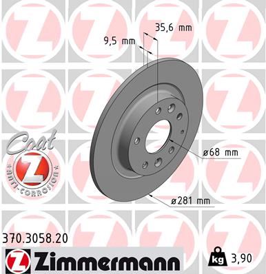 ZIMMERMANN 370.3058.20 Arka Fren Diski Dolu Tip Mazda Cx-3 1.5l S5 Skyactiv Dizel Dk Kasa 15-> 281 Çap X 5 Bijon - Ad Et Disk Fiyatıdır
