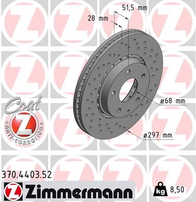 ZIMMERMANN 370.4403.52 Fren Disk Delikli