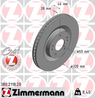 ZIMMERMANN 380.2118.20 Fren Disk 0986479g20