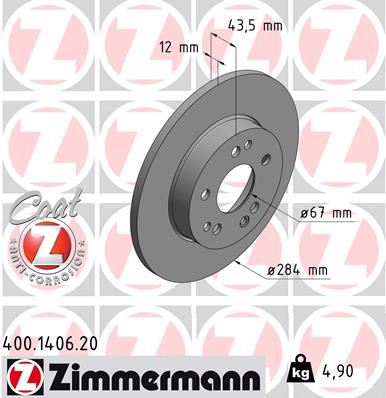 ZIMMERMANN 400.1406.20 Fren Diski On Mercedes W124 S124 C124