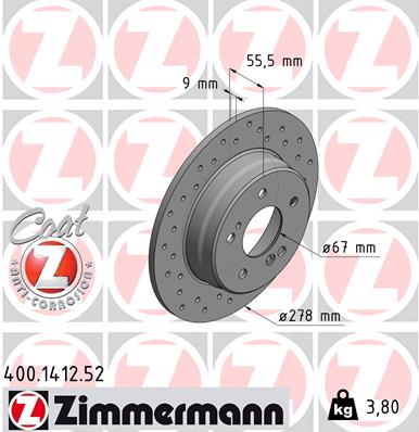 ZIMMERMANN 400.1412.52 Fren Diski
