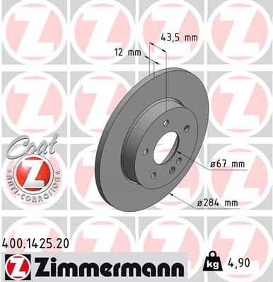 ZIMMERMANN 400.1425.20 Fren Diski On Mercedes C-Class W202 93>00