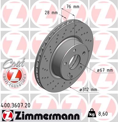 ZIMMERMANN 400.3607.20 Fren Diski On Mercedes S-Class W220 C215