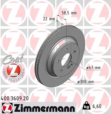 ZIMMERMANN 400.3609.20 Fren Diski Arka Mercedes W220 C215