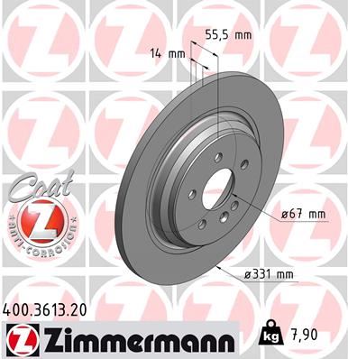 ZIMMERMANN 400.3613.20 Fren Diski Arka Mercedes Ml-Class W163 98>05