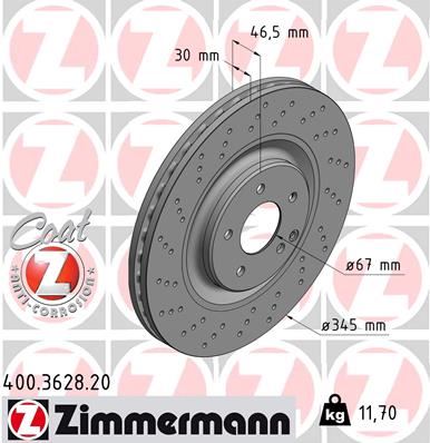 ZIMMERMANN 400.3628.20 Fren Diski On Mercedes Amg W203 Cl203 C209 R171