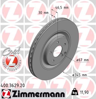 ZIMMERMANN 400.3629.20 Fren Diski On Mercedes W203 S203 C209 A209