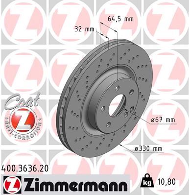 ZIMMERMANN 400.3636.20 Fren Diski On Mercedes W211 S211 R230