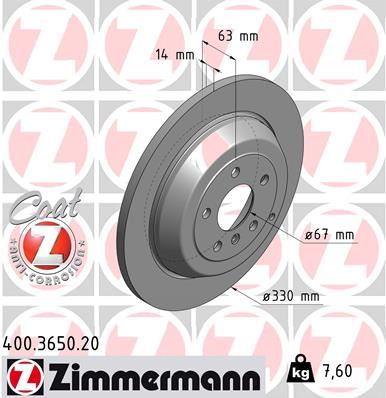 ZIMMERMANN 400.3650.20 Fren Diski Arka Mercedes W164 W251