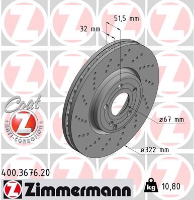 ZIMMERMANN 400.3676.20 Fren Diski On Mercedes Cls-Class C218 X218