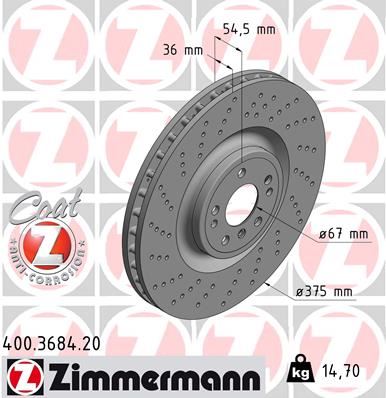 ZIMMERMANN 400.3684.20 Fren Diski On 4-Matic Mercedes W166 X166 C292