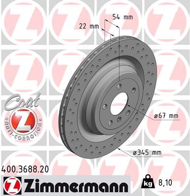 ZIMMERMANN 400.3688.20 Fren Diski Arka 4-Matic Mercedes W166 X166