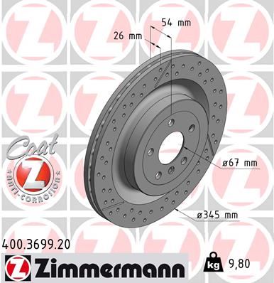 ZIMMERMANN 400.3699.20 Fren Diski Arka Mercedes X166 W166 C292
