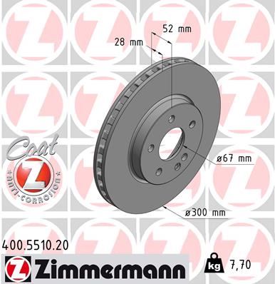 ZIMMERMANN 400.5510.20 Fren Diski On Mercedes Vito W447 14>